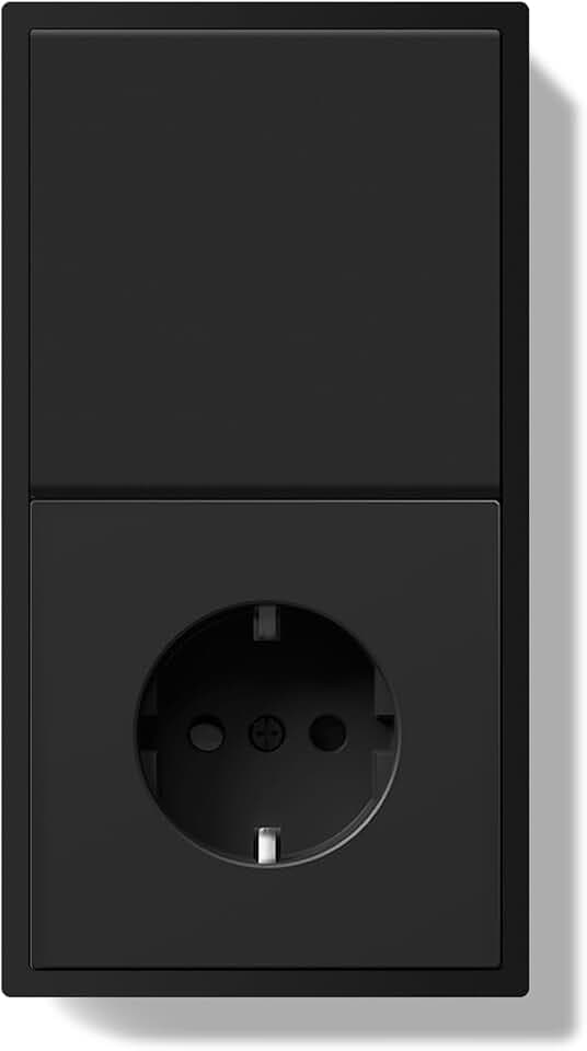 Lichtschalter mit Steckdose, 1 Fach 1 Weg Doppelt Wandschalter mit PC Rahmen,80 * 150mm Unterputz Steckdose mit Lichtschalter,Einfache Montage,Schwarz