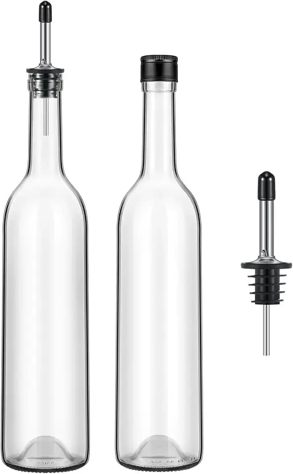 Maxdot 2 Pcs Syrup Bottle Long Neck Glass with Pour Spout, Liquor Syrup