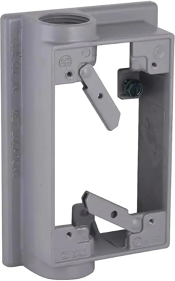 1-Gang Weatherproof Extension Adapter, Swing Arm, Two 3/4 in. Threaded Outlets, Gray