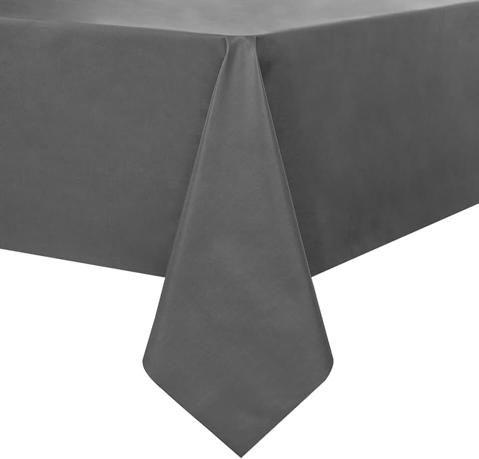 Romanstile Waterproof Vinyl Tablecloth Rectangle, 54 x 78 Inch, Dark Grey