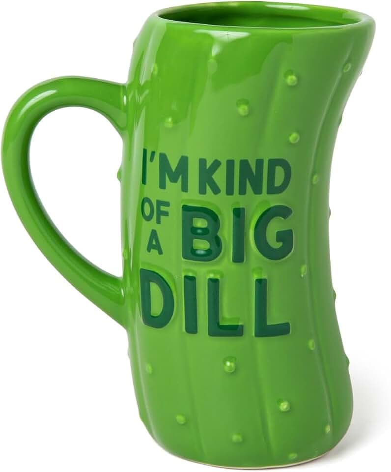 BigMouth Large Green Ceramic Pickle Mug 27oz Funny Coffee Mugs Gag Gift for Adults and Coffee Lovers Unique Gift for Men and Women