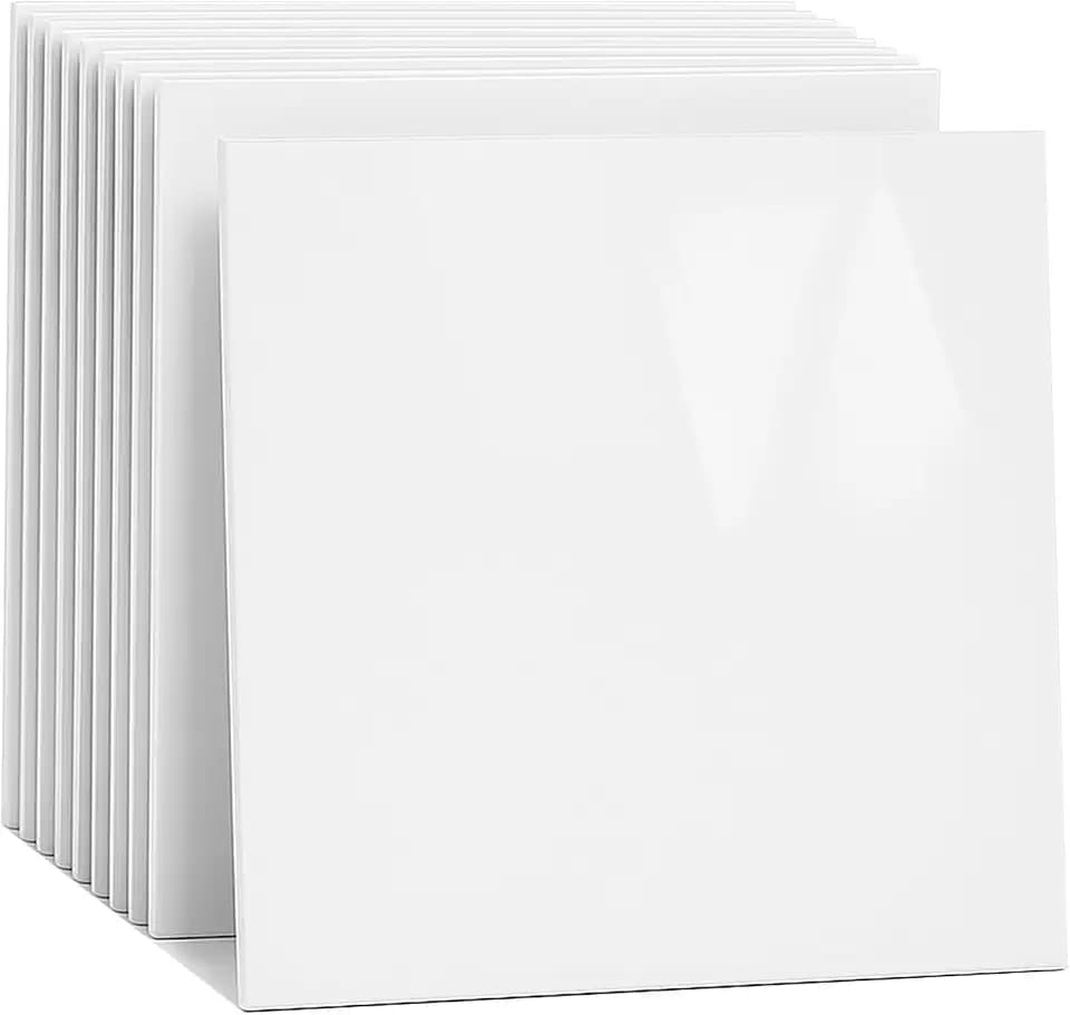 Peel and Stick Kitchen Backsplash Tiles 16PCS – Waterproof Self Adhesive Wall Stickers for Kitchen, Easy DIY Stick On Tile Backsplash, Heat Resistant Decorative Wall Covering (White)