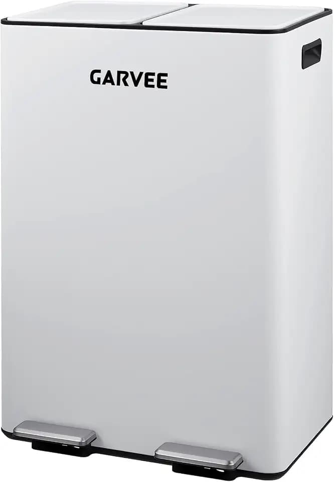 Garvee 16 Gal Dual Compartment Stainless Steel Trash Can with Inner Buckets