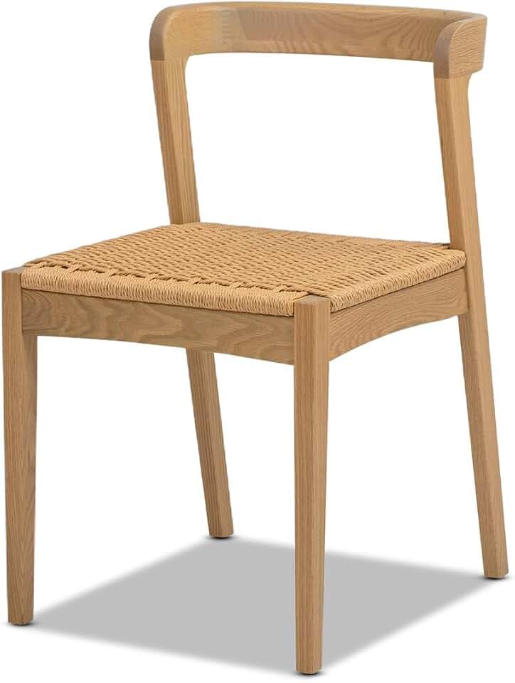 Jennifer Taylor Home Capri Woven Seat Oak Wood Dining Chair