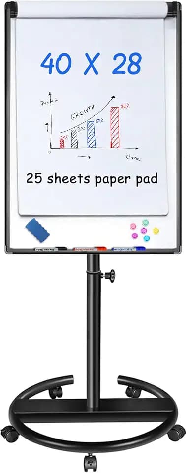 Maxtek Whiteboard on Wheels 40 x 28 in, Magnetic Rolling Dry Erase Easel