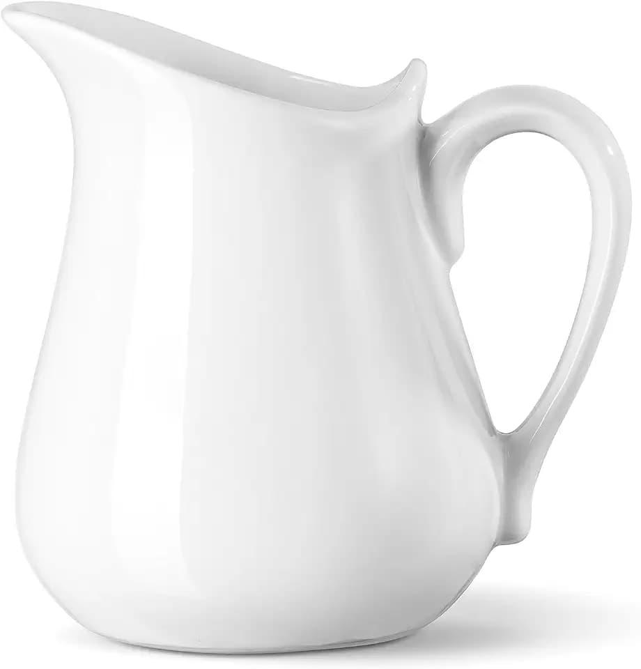 17 oz Porcelain Milk Creamer Pitcher with Handle, White Ceramic Jug