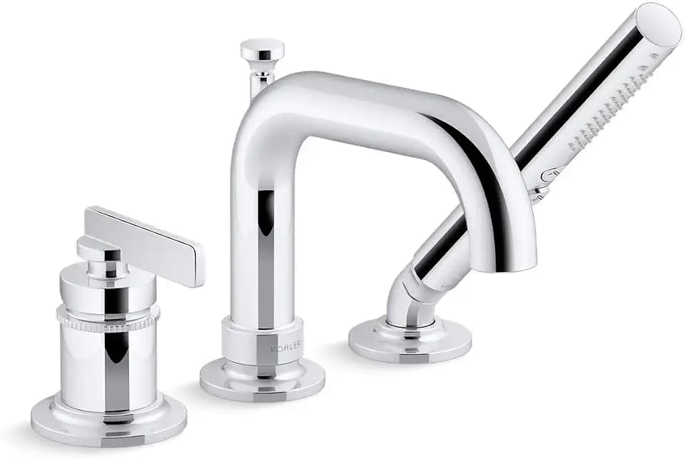 Kohler K35913-4-CP Castia by Studio McGee Deck Mounted Roman Tub Filler with Built-In Diverter - Includes Hand Shower Polished Chrome