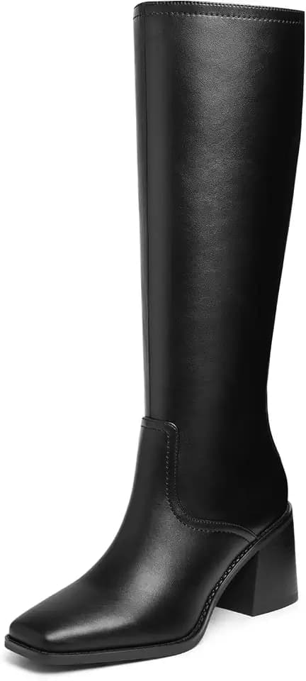 Knee High Boots Women Square Toe Chunky Heel Fall Tall Boots