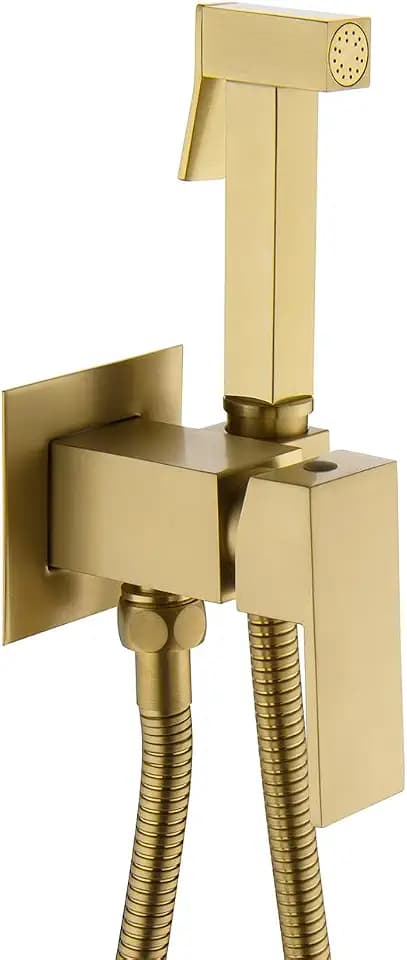 Handheld Bidet Sprayer Head Warm Water Mixing Kit Brushed Gold Brass