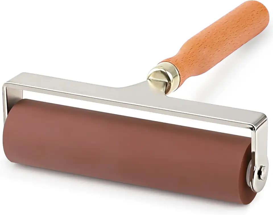 Soft Rubber Roller, Multifunctional Practical Brayer Tool(6-Inch, Brown)