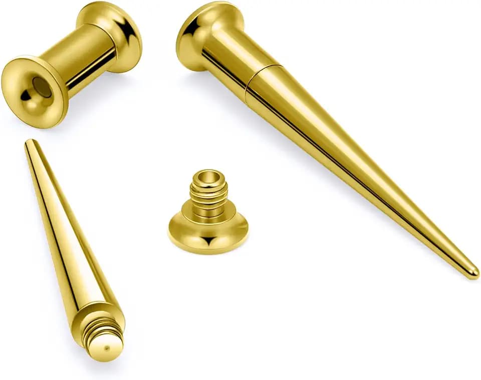 12G-00G Gauges for Ear Stretching Kit Surgical Steel Interchangeable Taper Internally Threaded Double Flare Fit Flesh Tunnels Plugs Gauges Earring Expander Piercing Jewelry for Women Men