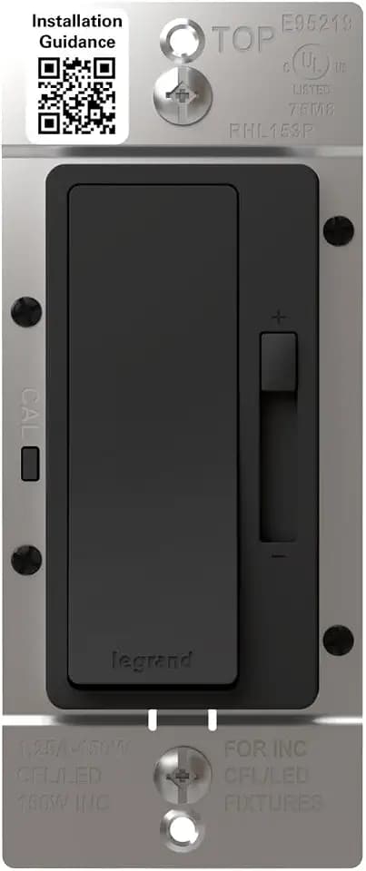 Legrand Radiant 150W LED Dimmer Light Switch 3-Way Rocker Black 1 Pack