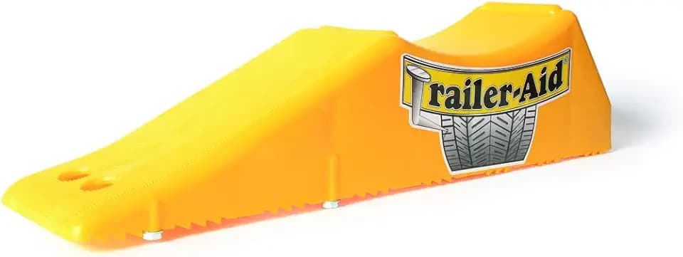 Camco Trailer-Aid - Tandem Trailer Ramp Provides 4 1/2" of Tire Lift — Great for RVs, Campers & More - Must Have Travel Trailer Accessories — Easy to Use, Yellow(21000)