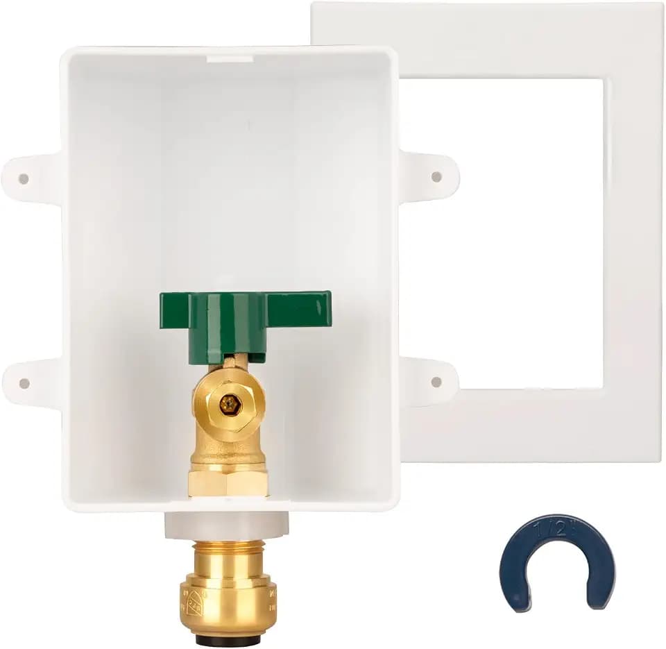 Push-to-Connect Pre-Assembled Ice Maker Outlet Box, 1/2" Push-fit Inlet x 1/4" OD Compression Outlet, Ice Maker Box,with one Disconnect Clip
