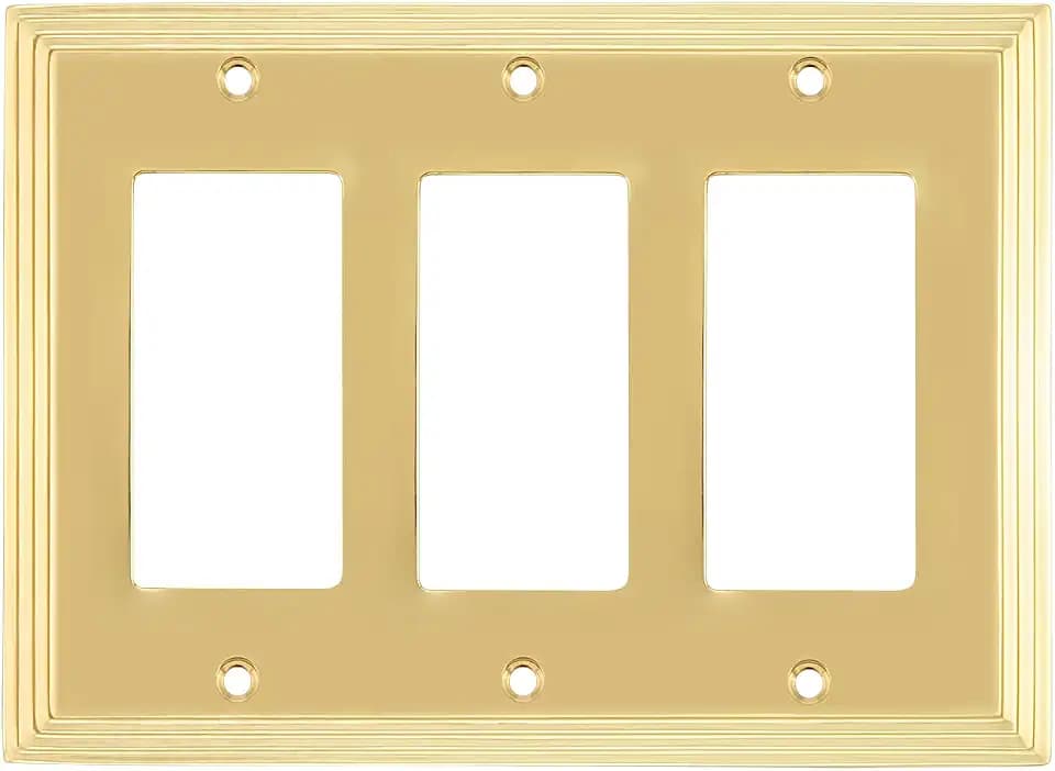 Nostalgic Warehouse Deco Switch Plate with Triple Rocker in Polished Brass