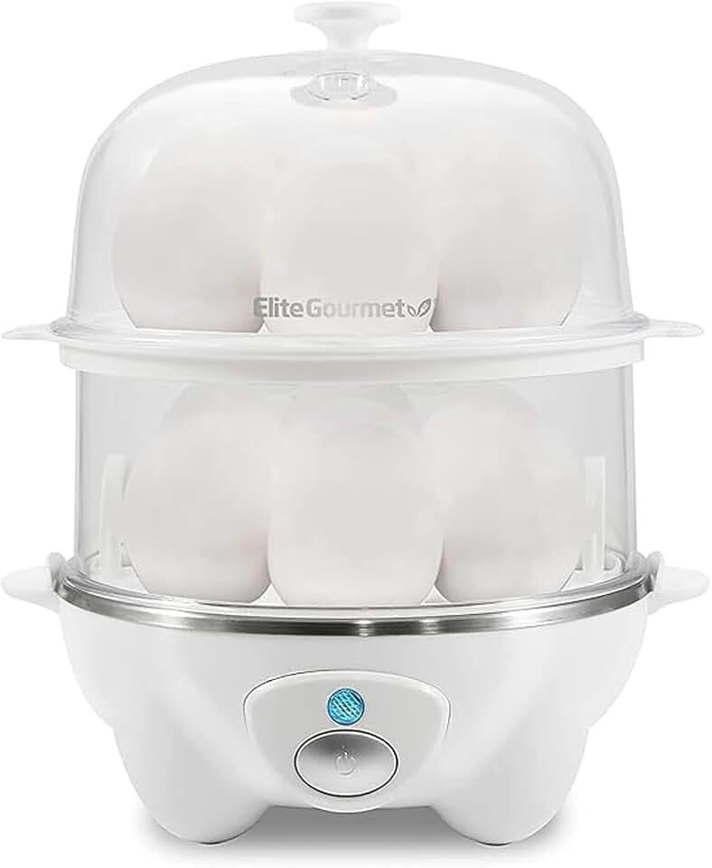 Elite Gourmet 14-Egg 2-Tier Rapid Egg Cooker, BPA-Free, Auto Shut-Off