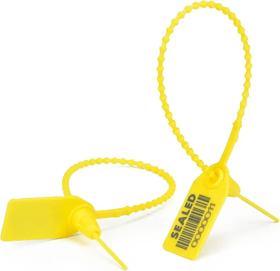 500 Yellow Plastic Barcode Seals, Numberd Plastic Tamper Seals Security Tags, Pull-Tite Safety Zip Ties, Tamper Proof Tags Plasic Locks for Fire Extinguishers