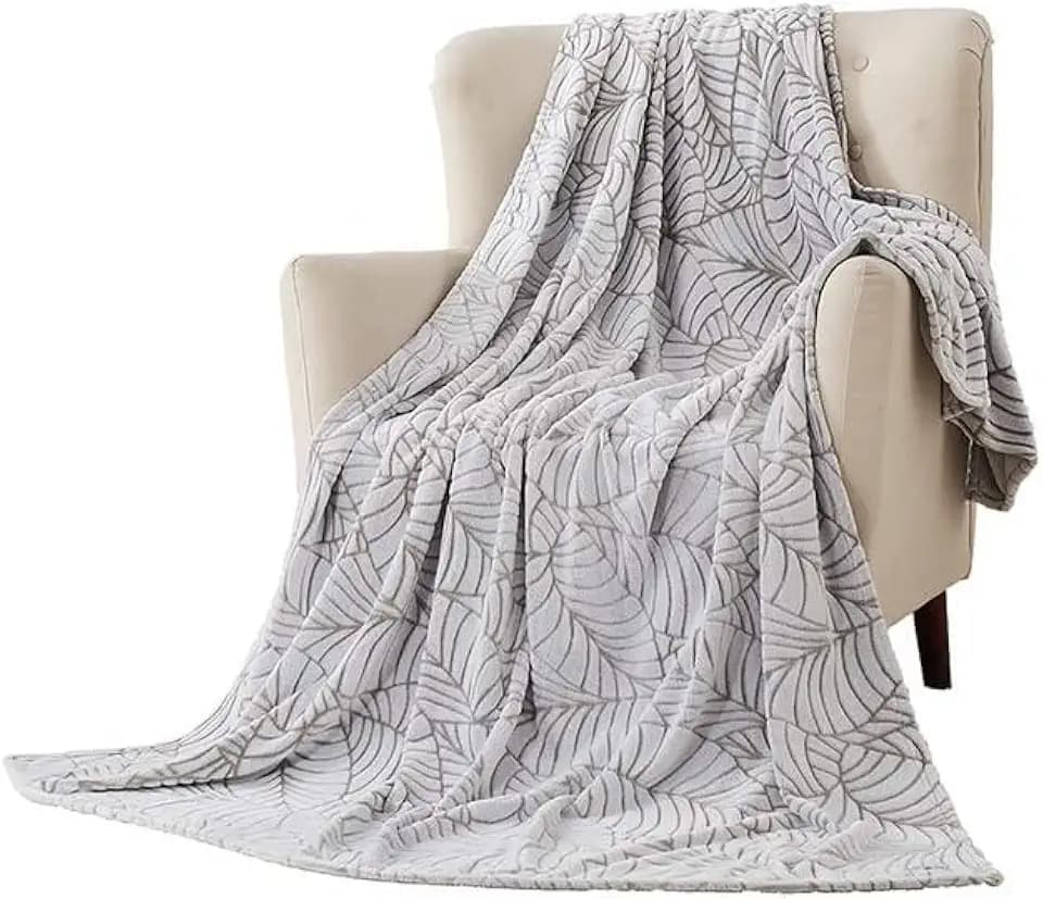Special Glory Flannel Fleece Blanket Print Super Soft and Warm All Season Flannel Throw for Sofa Bed Car Outdoor Hotel and Home Leaf Print Pattern Light Brown 60x80 inch Pack of 2