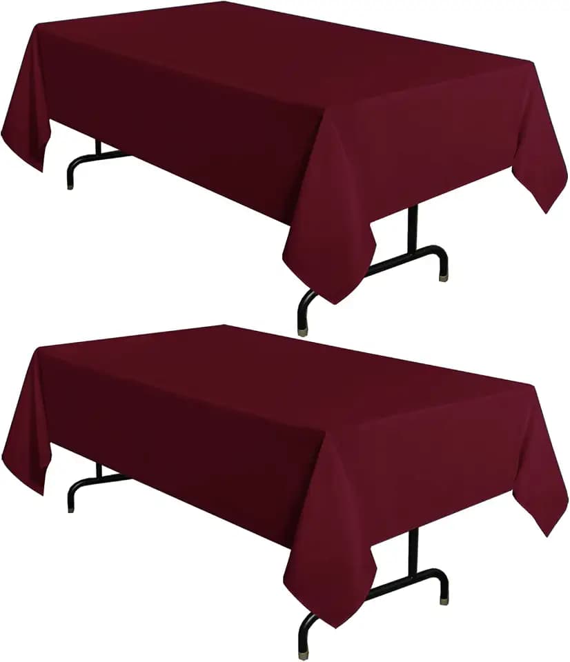 sancua 2 Pack Burgundy Tablecloths 60x84 Inch for 4 Feet Rectangle Tables