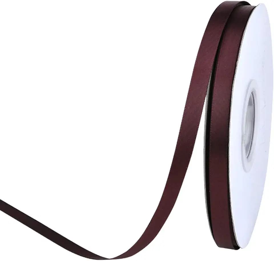 Ribest Burgundy Double Faced Satin Ribbon, 3/8 Inch Continuous 50 Yards