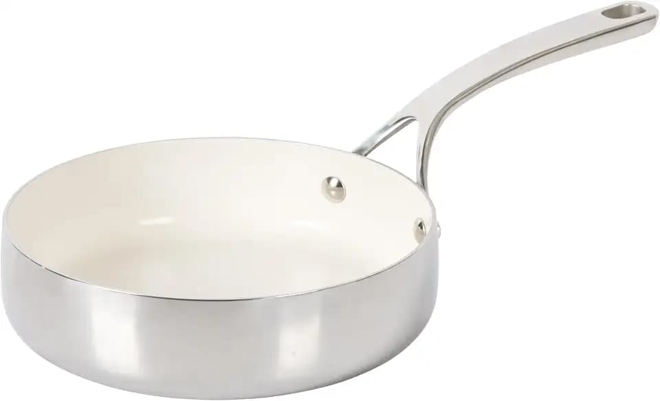 Bloomhouse - Two Time Oprah's Favorite Things Winner - 8 Inch Triply Stainless Steel Fry Pan w/Non-Stick Non-Toxic Pro Ceramic Interior Frying Pan
