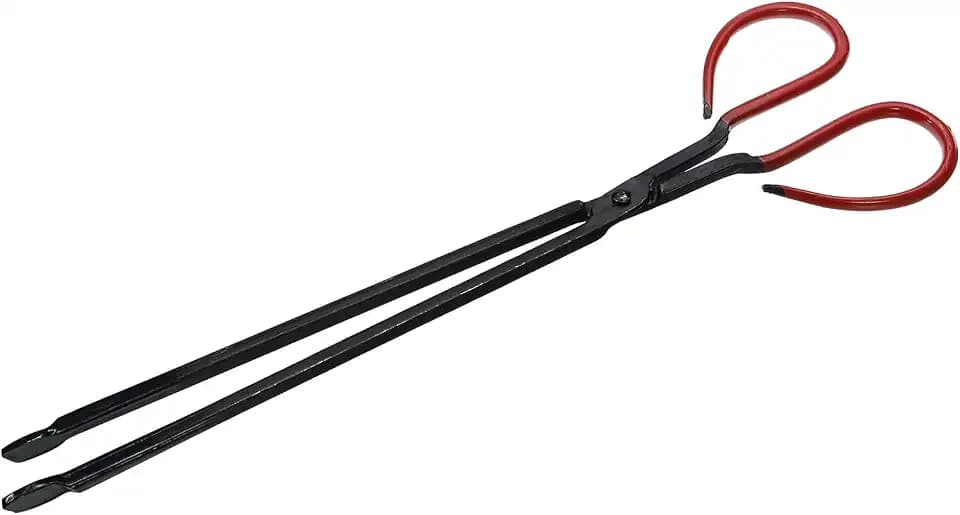 uxcell Scissors Tong, 42cm Carbon Steel Fireplace Firewood Picker Barbecue Charcoal Pick Up Tool (Black)