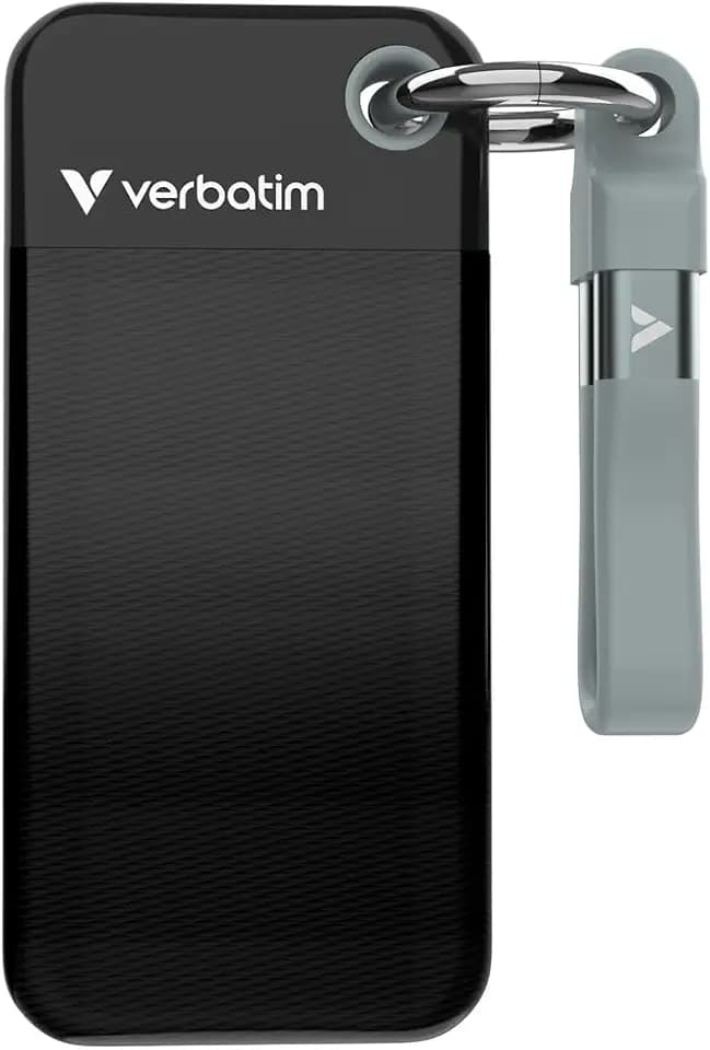 Verbatim Pocket SSD 2TB Externe SSD USB 3.2 Gen2 1000MB/s Schwarz Grau