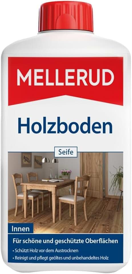 MELLERUD Holz Seife Reiniger & Pflege – Kraftvoller Schutz für alle geölten und unbehandelten Holzoberflächen im Innenbereich – 1 x 1 l