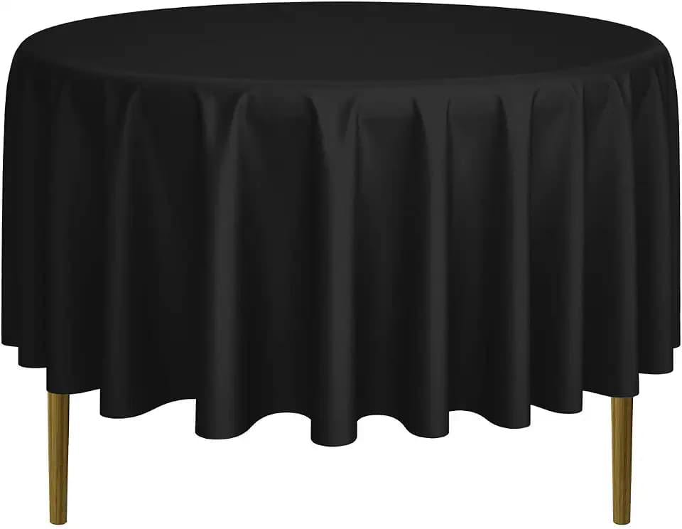 Lann's Linens - 90" Round Premium Tablecloth for Wedding/Banquet/Restaurant - Polyester Fabric Table Cloth - Black