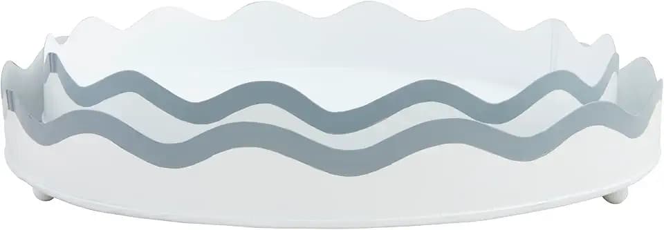 Mud Pie Scalloped Metal Tray Set; small 2" x 15" dia | large 2" x 17" dia