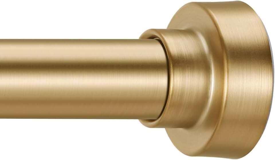 YNL Tension Shower Curtain Rod 34-66 Inch, Adjustable Spring Tension Curtain Rod No Drilling, Non-Slip, Never Rust, Stainless Steel, for Small Window Laundry Door Entryway, Gold
