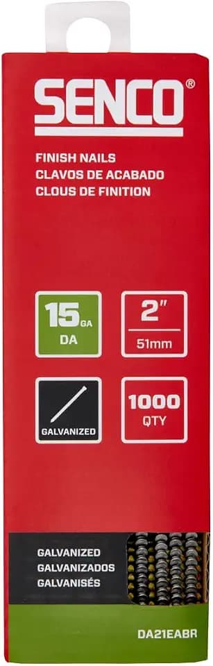 SENCO DA21EABR 34 Degree Collated Finish Nails, 15 Gauge, 2 Inch Length, Galvanized, 1,000 Count Pack
