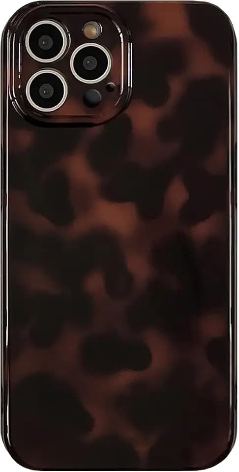 Aesthetic Tortoise Shell Phone Case for iPhone 14 Pro Brown