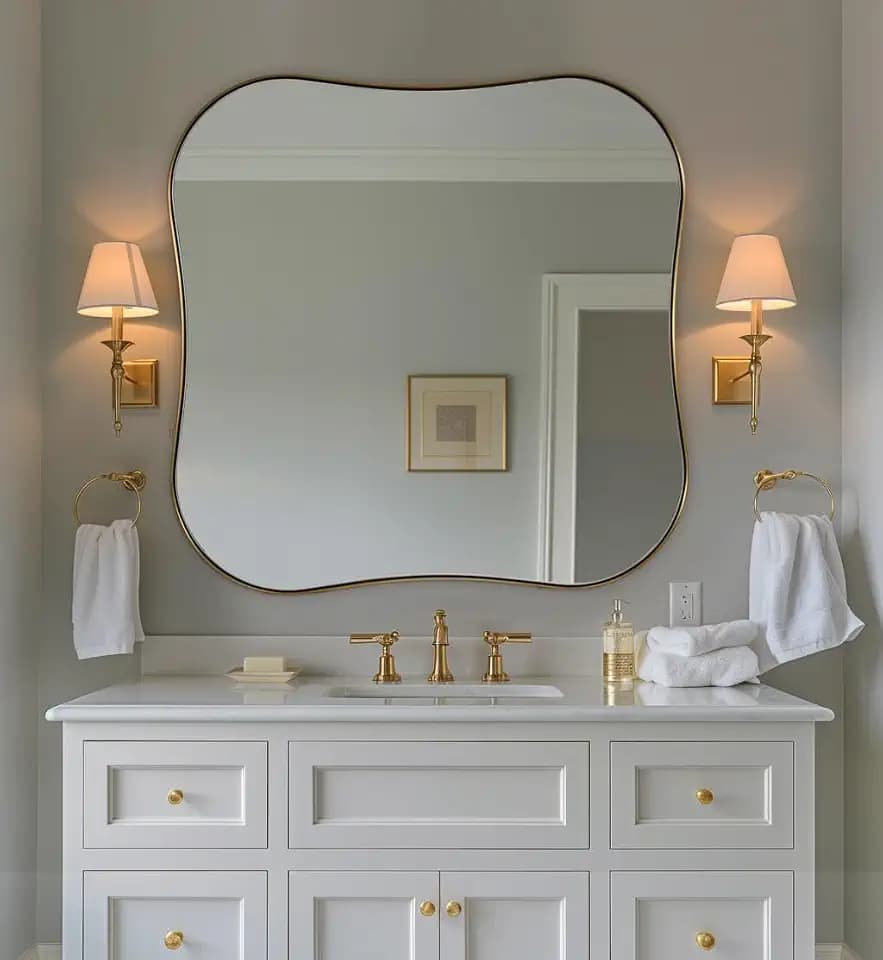 ANDY STAR 30x30'' Brushed Gold Mirrors for Wall, Irregular Square Mirrors