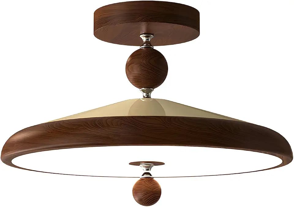 BOKT Hallway 1-Light Semi Flush Mounted Ceiling Lamp Minimalist Wood Grain LED Ceiling Lights Modern 15.7" Close to Ceiling Light Fixtures Vintage Traditional Ceilings Lamp for Entryway Living Room