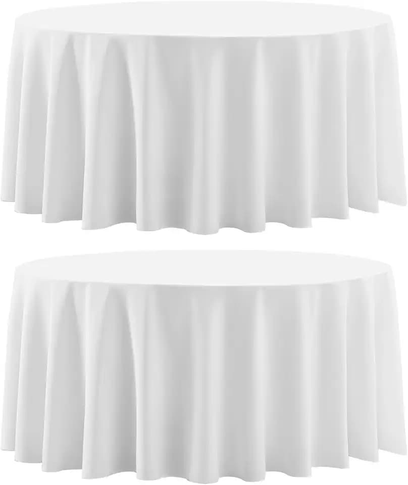 2 Pack White Round Tablecloths 120 Inch for Dining Tables
