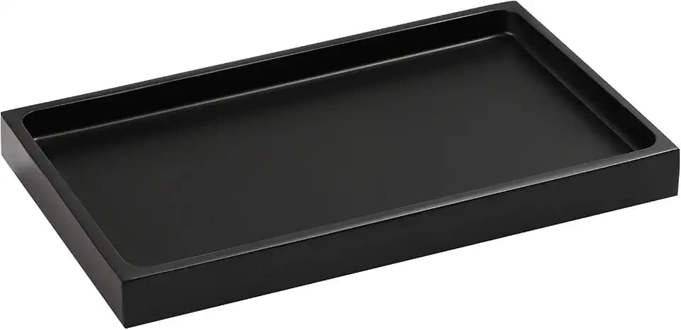 Luxspire Resin Bathroom Vanity Tray Countertop Organizer, M, Matte Black