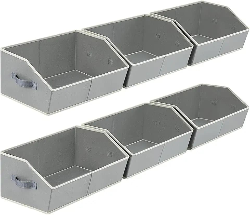 Homsorout Large Storage Bins Baskets - 6 Pack Closet Storage Cubes, Fabric Baskets for Organizing, Cube Organizer Bins with Handles, Foldable Boxes for Clothes, Towels, Grey