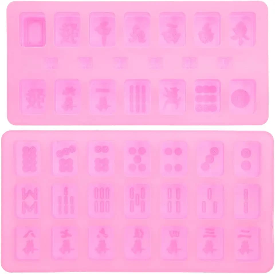 Cabilock Mahjong Silicone Mold 11.02X5.7 Inch Flexible Non-Stick Resin Casting Mold for DIY Crafts Jewelry Making and Decorative Ornaments