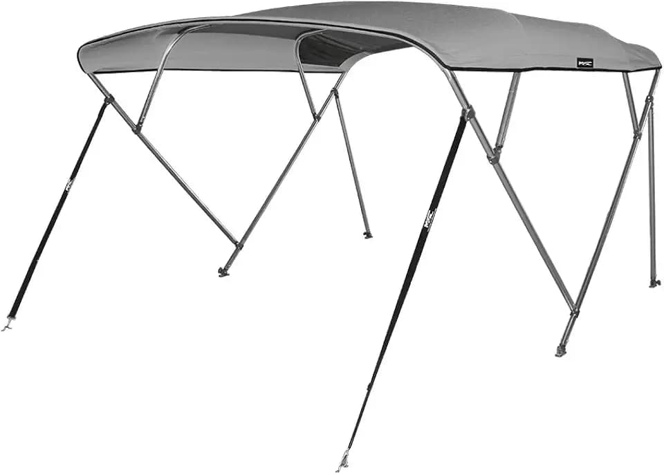 MSC 3 Bow 4 Bow Bimini Top Boat Cover,Waterproof Solution Dyed Polyester Made,2 Support Poles& 4 Adjustable Straps Included