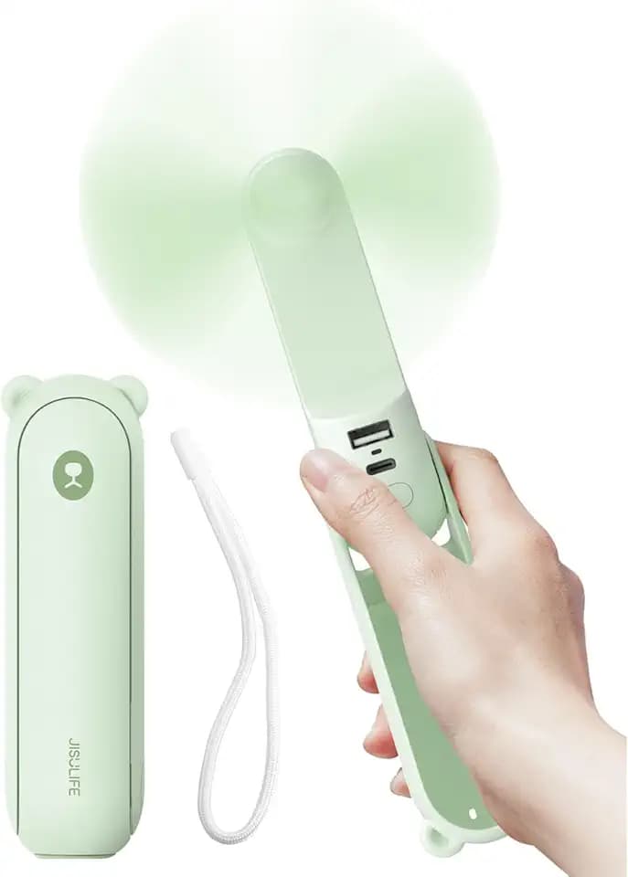 JISULIFE Handheld Fan 8 Plus: 40H Cooling & 4500mAh PowerBank & Flashlight