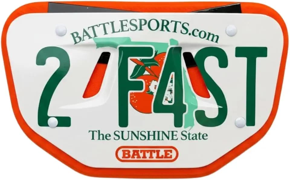 Battle Sports License Plate Football Back Plate – Hard Shell Lower Back Protector with Contoured Foam for High-Impact Protection for Youth
