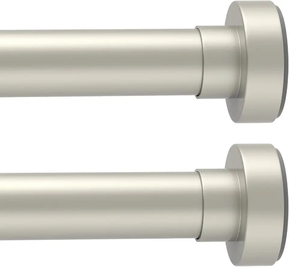 Spring Tension Shower Curtain Rod,Adjust 34-43",No Drill,Silver,2Pack