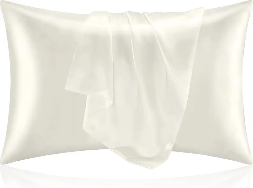 BEDELITE Satin Pillowcases, Standard Size 20x26 Inch, Ivory, Set of 2