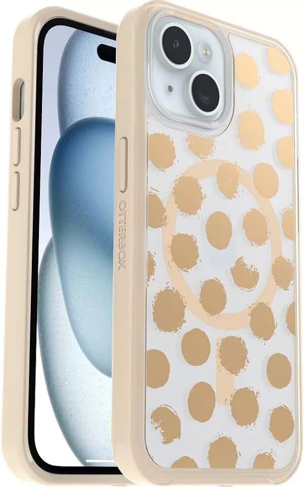 OtterBox iPhone 15 Plus and iPhone 14 Plus (ONLY) Symmetry Series+ Case - Clear/Brown, Snaps to MagSafe, Ultra-Sleek, Raised Edges Protect Camera & Screen - Non-Retail Packaging