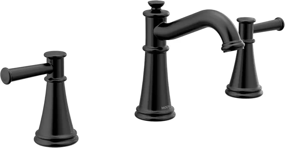 Moen Belfield Matte Black Two-Handle Widespread Bathroom Faucet Trim Kit, Valve Included, TV6405BL