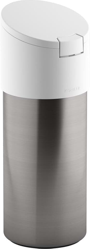 Kohler Disinfecting Dispenser (Wipes not Included), Stainless Steel Canister with Easy One Touch Lid, 4 x 4 x 10.75, White