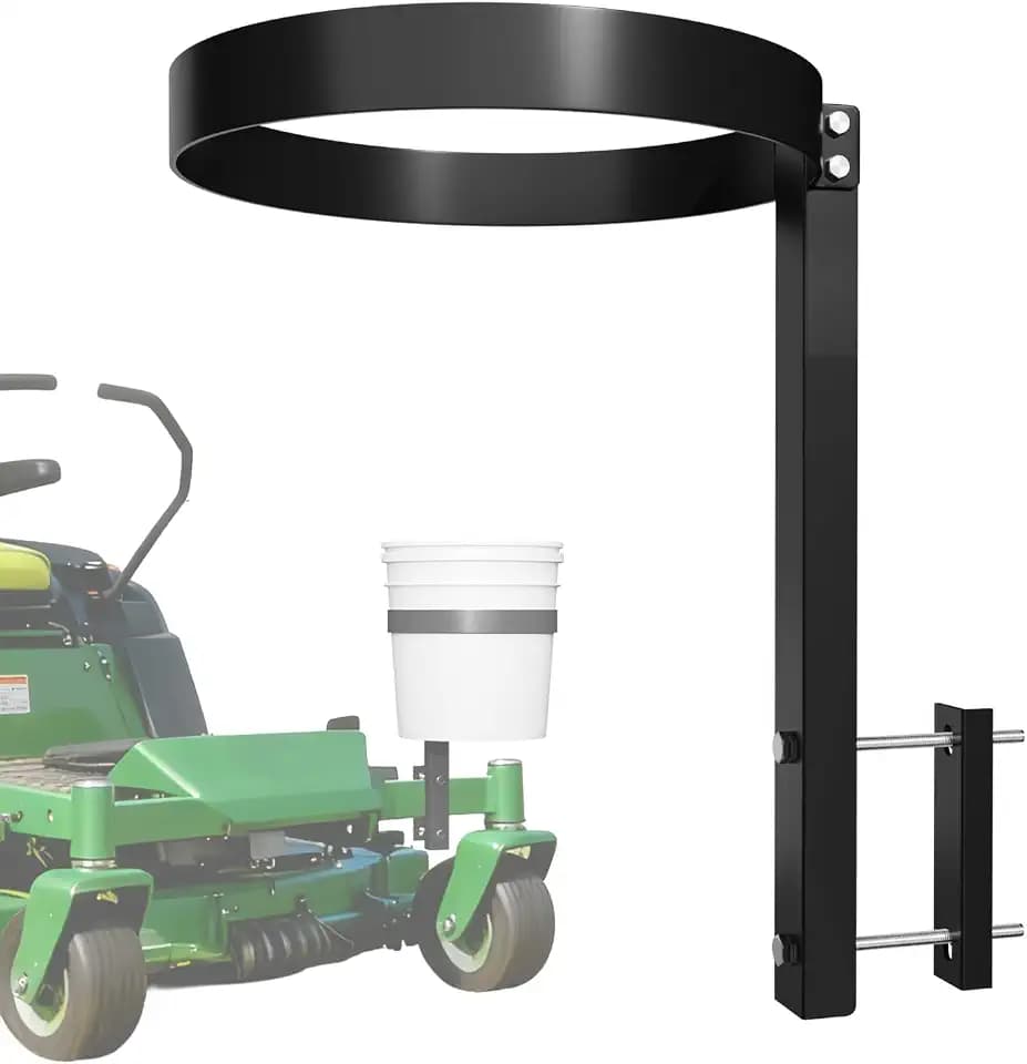 5 Gallon Trash Bucket Holder, for Zero Turn Mowers, Black Heavy-Duty Steel