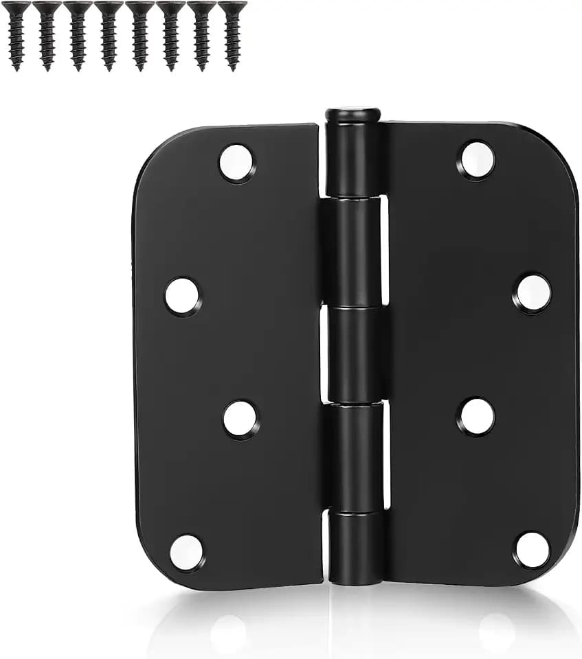 KNOBWELL 4" x 4" Matte Black Door Hinges, Exterior Door Hinges, 12 Pack
