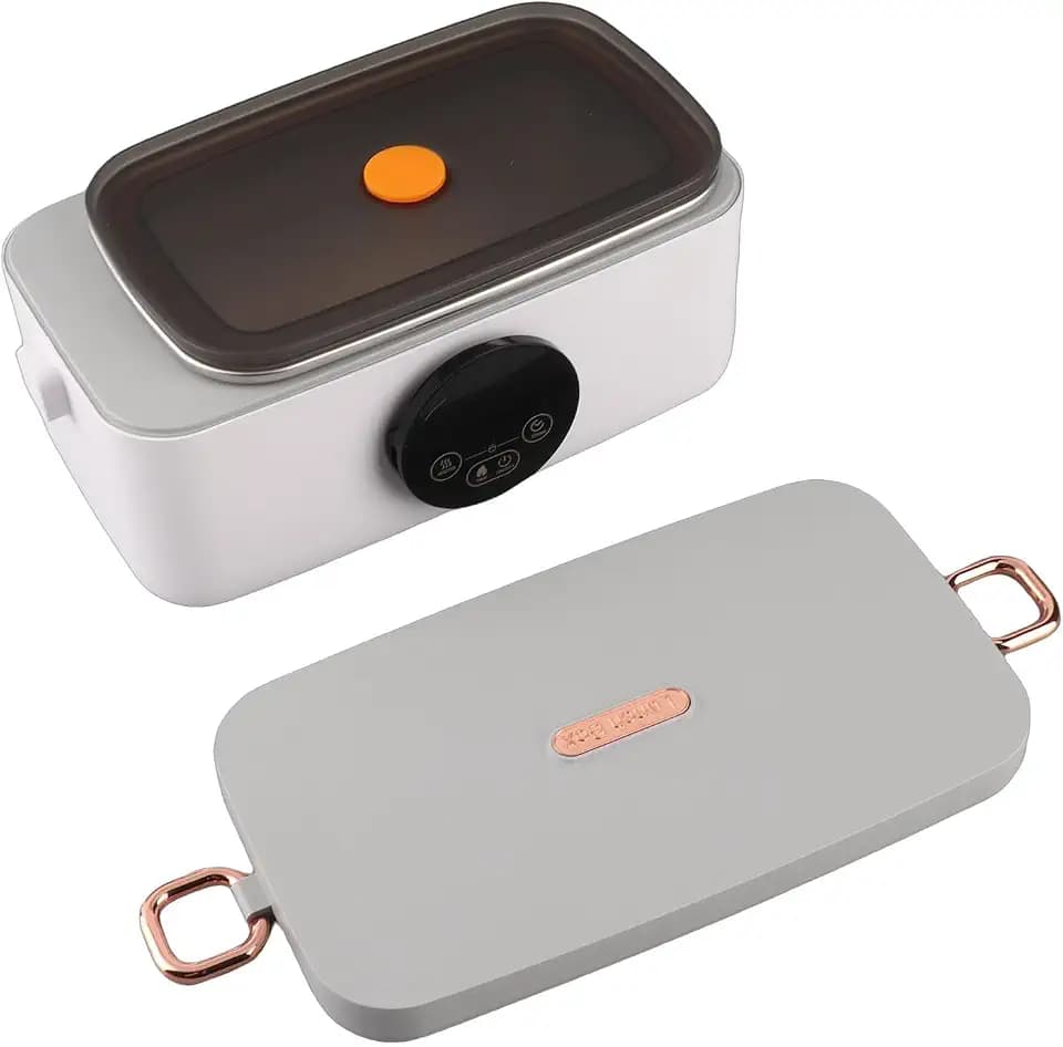 Zunate Electric Lunch Box, 1L Capacity USB Rechargeable Portable Heated Lunch Box for Office, Travel, Car, Safe Food Grade Stainless Steel